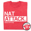 Heather red Union Labor T-shirt featuring NAT ATTACK and NATALIE POTTS 40 on the front, with POTTS 22 on the back.