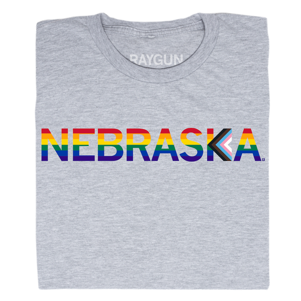 Nebraska Text Progress Pride Flag