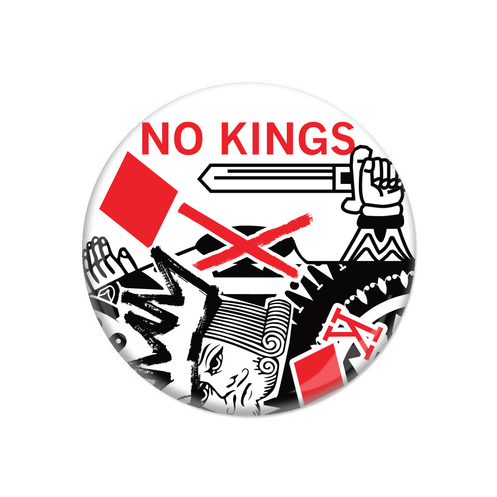 No Kings Playing Card Illustration Button