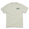 Light grey heavyweight pocket tee with a chest pocket featuring a dark green illustration of a butterfly, wildflowers, and mushrooms.