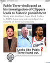 A promo images featuring a headline from Variety that says, "Pablo Torre vindicated as his investigation of Clippers leads to historic punishment." Gary the Cat comments below "Looks like Pablo Torre found out."