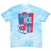 A Blue Colorblast T-shirt with royal blue and red ink hat reads "Abolish ICE. keep families together" with a polar bear holding a slushie.