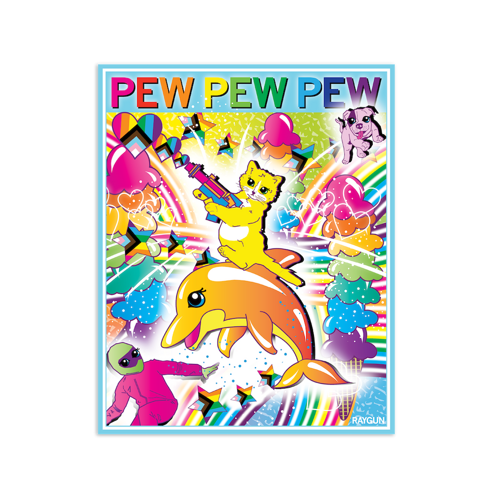 Pew Pew Pew Full Color Die-Cut Sticker