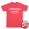 Heather red t-shirt with HAMMERING HARPER and HARPER MURRAY 27 printed on the front, and MURRAY 27 printed on the back.