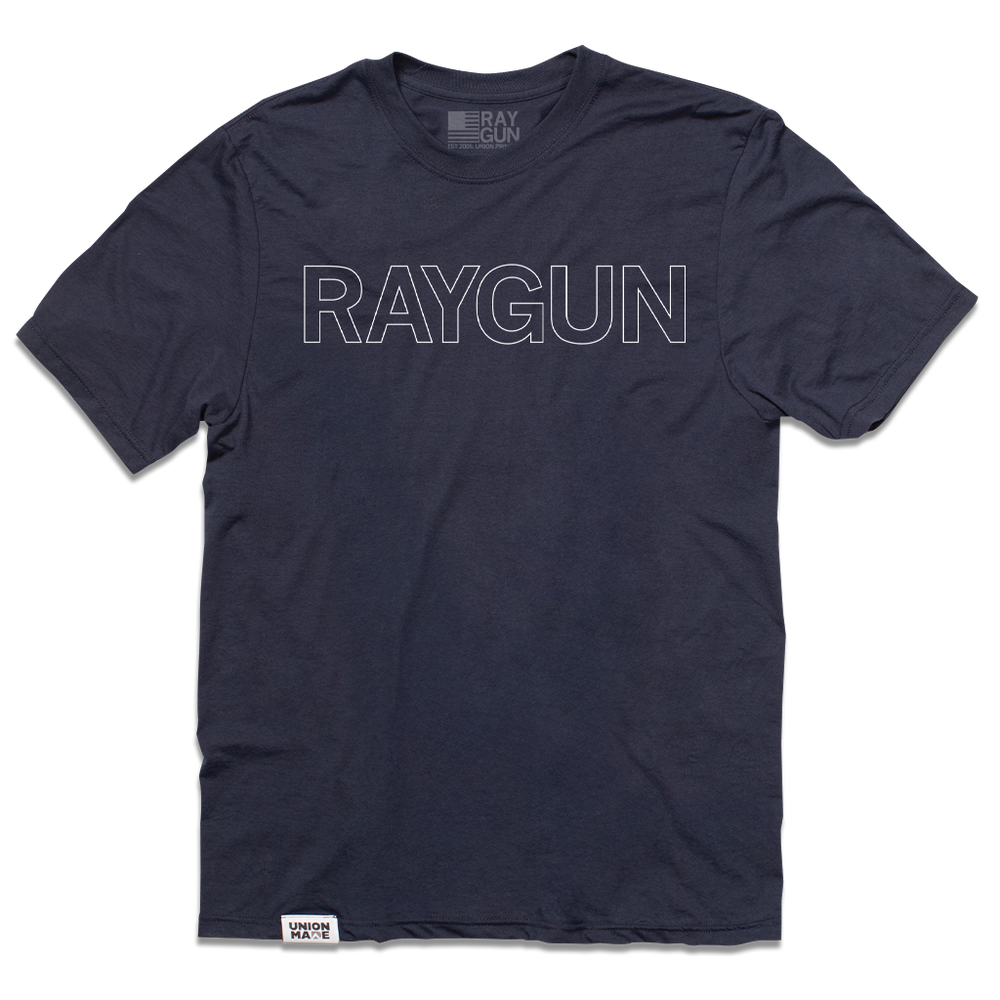 RAYGUN Text Logo Outline Navy Union Made
