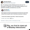 A Bluesky post by Brendan Nyhan joking about a RAYGUN t-shirt, quoting Alex Bolton’s news report on Pete Hegseth promising to remain sober if confirmed as Secretary of Defense.