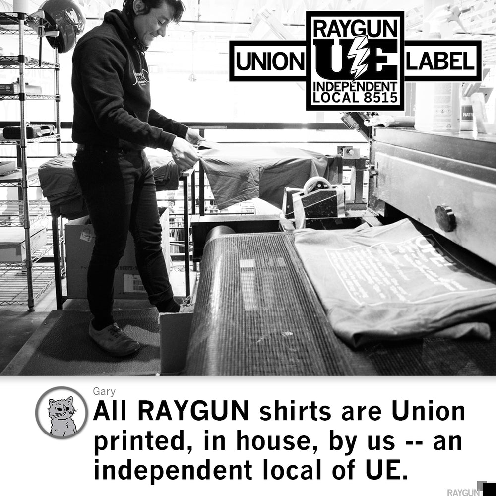 RAYGUN Block Text Logo Military Green Union Made
