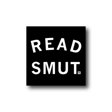 Black RAYGUN vinyl sticker featuring a square design with white text that reads READ SMUT followed by a registered trademark symbol.