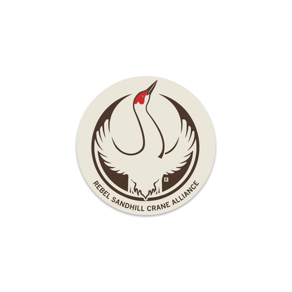Rebel Sandhill Crane Alliance Circle Sticker