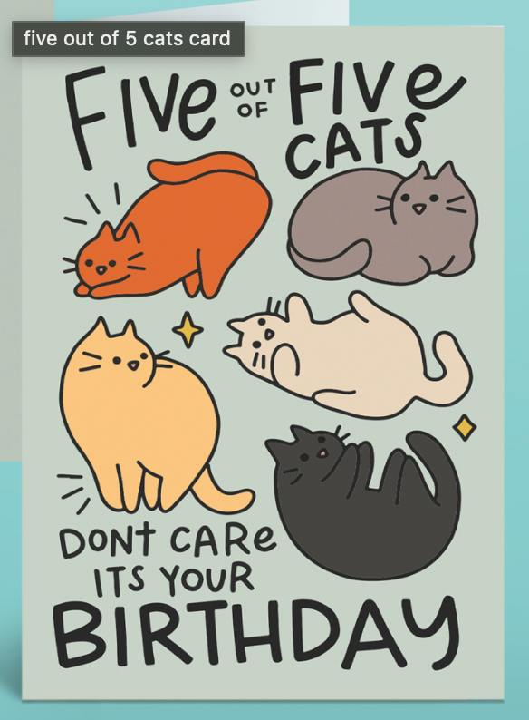 Citizen Ruth: 5 Out of 5 Cats Greeting Card