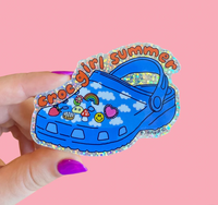 Peach Fuzz: Croc Girl Summer Glitter Sticker