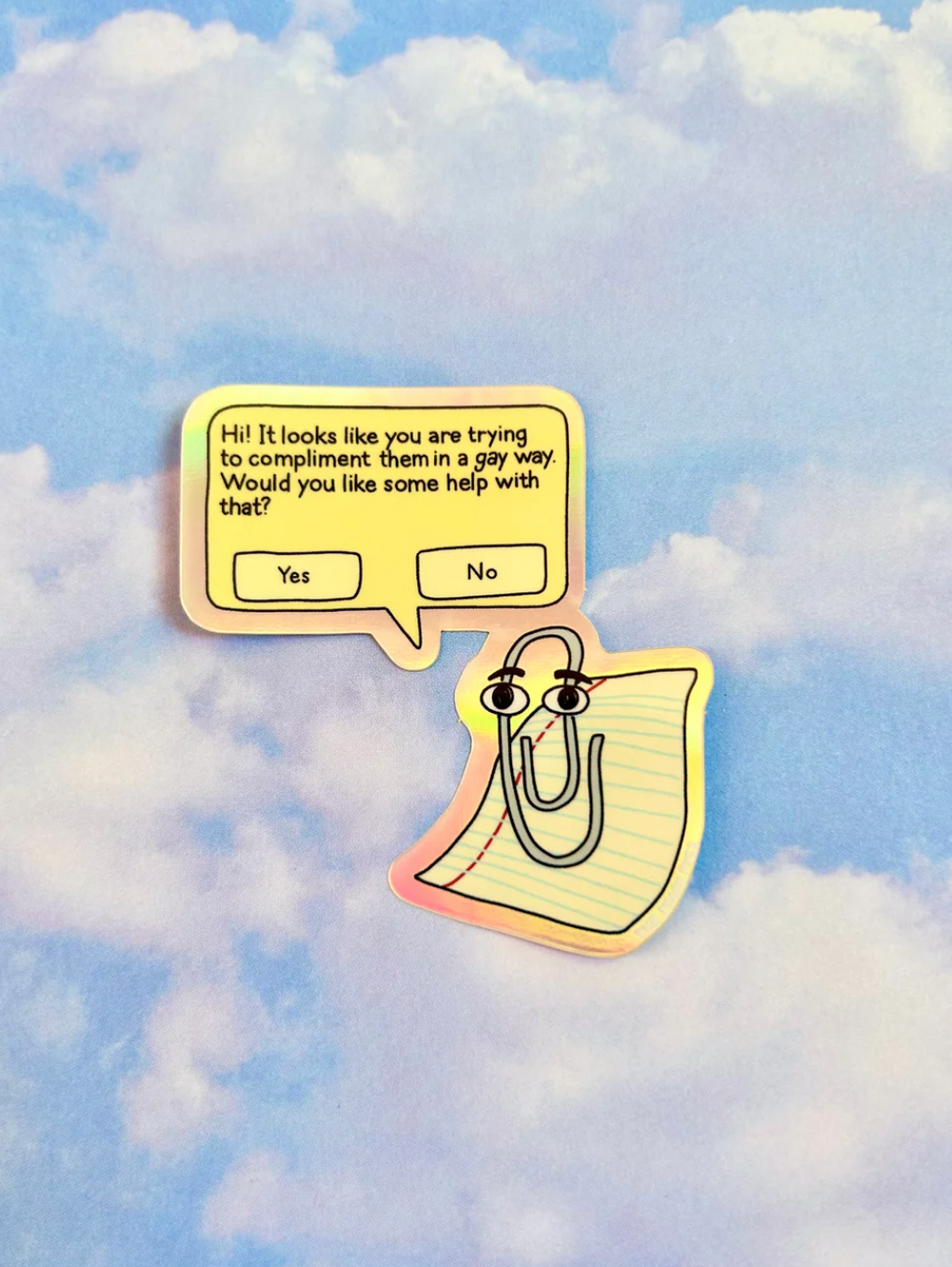 Clippy Fighting Sticker Peach Fuzz: Gay Clippy Holographic Sticker – RAYGUN