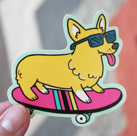 Free Period Press: Corgi Skateboard Sticker