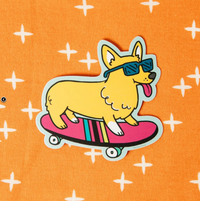 Free Period Press: Corgi Skateboard Sticker