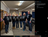 Seven people stand in a line wearing matching union made t-shirts that read Lutheran Crime Syndicate.