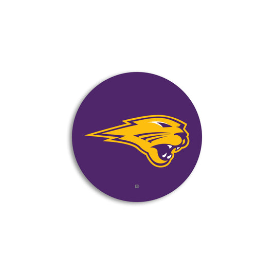 Purple circular RAYGUN logo featuring a yellow stylized panther head in profile.