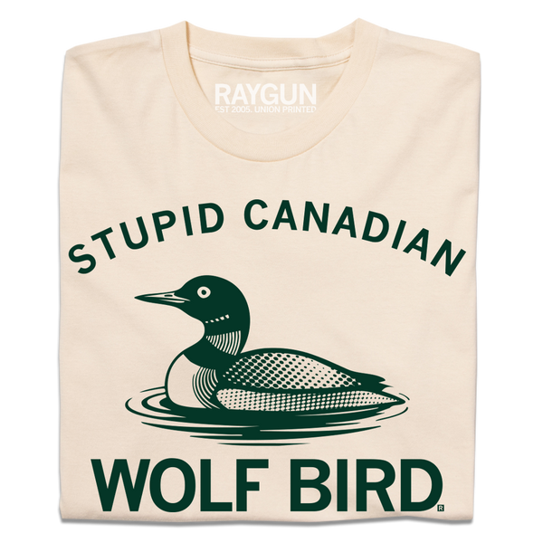 Cream t-shirt with dark green ink that reads 