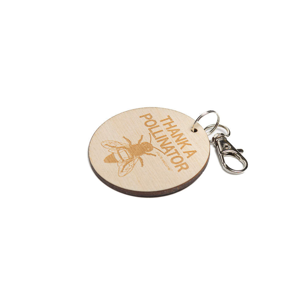 Thank a Pollinator Wood Keychain