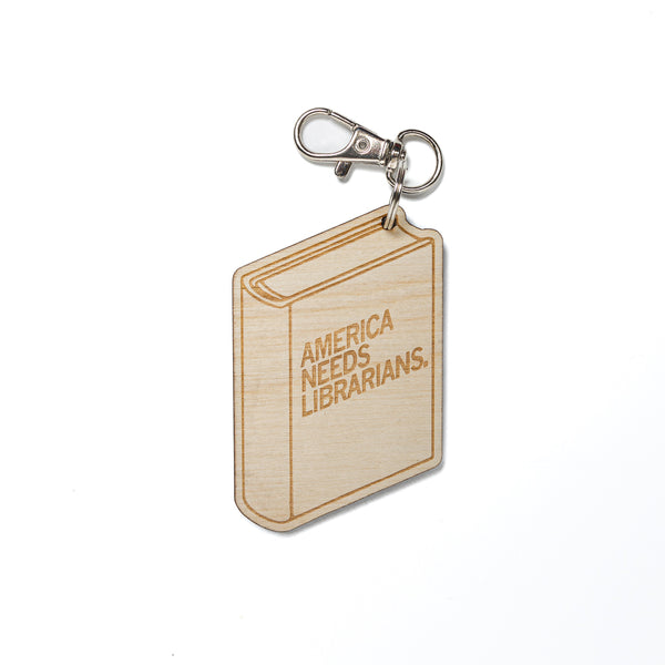 America Needs Librarians Closed Book Keychain