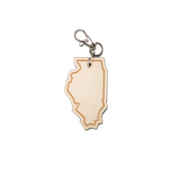 Illinois Outline Wood Keychain