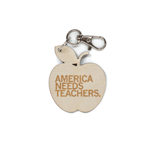 America Needs Teachers Wood Keychain