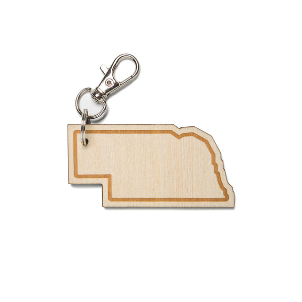 Nebraska Wood Keychain