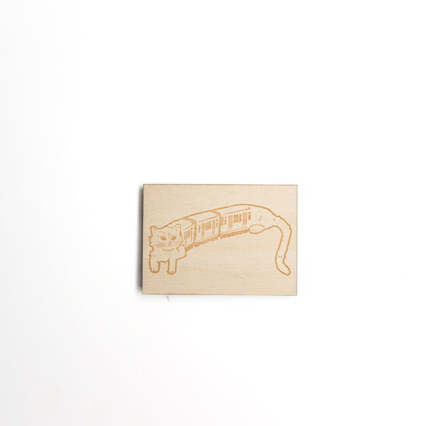 El Cat Train Wood Magnet