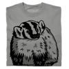 Heavyweight gray t-shirt featuring a black graphic illustration of a badger.