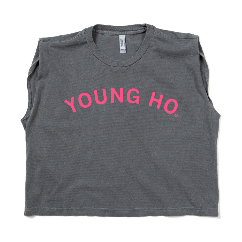 Young Ho Curved Logo Muscle Crop Top