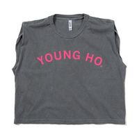 Young Ho Curved Logo Muscle Crop Top