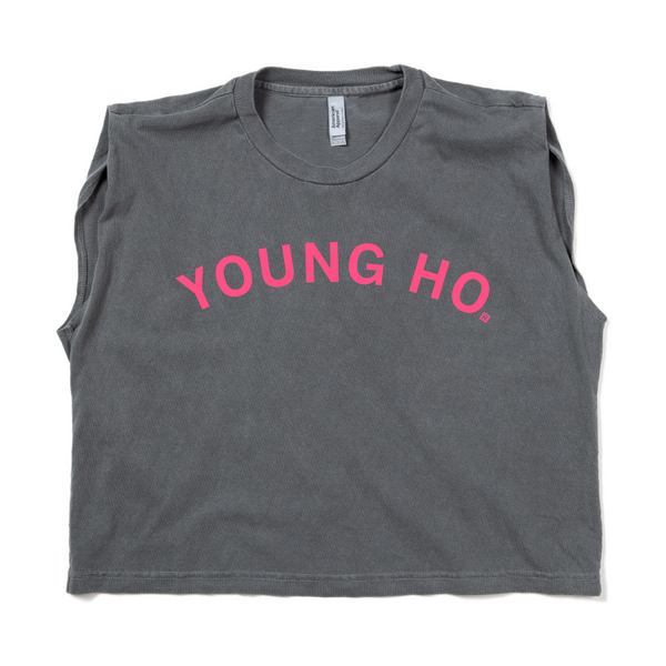 Young Ho Curved Logo Muscle Crop Top