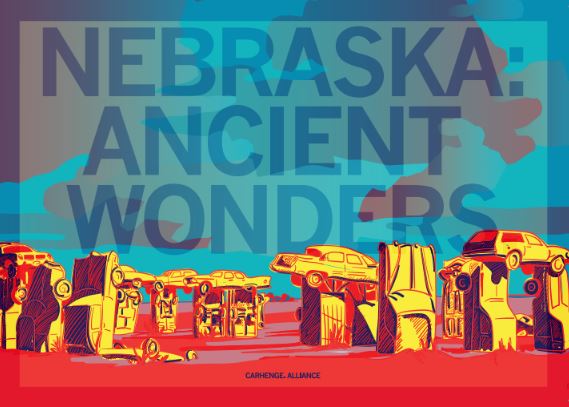 Nebraska Ancient Wonders: Carhenge Illustration Postcard