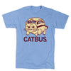 Light blue RAYGUN apparel t-shirt featuring a graphic of a Catbus with the text CATBUS underneath in maroon.