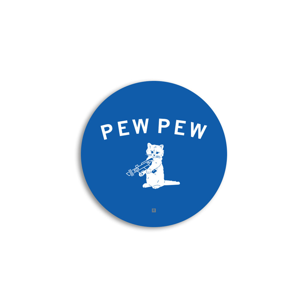 Pew Pew Curved Logo Mini Circle Sticker