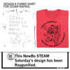 A side-by-side comparison showing a hand-drawn sketch of a RAYGUN T-shirt design next to a finished red shirt featuring a stylized Czech lion emblem and the text Czech yourself before you wreck yourself.