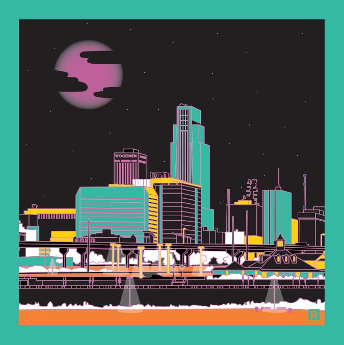 Downtown Omaha Illustration Sticker