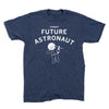 Navy blue RAYGUN astronaut t-shirt with the text FORMER FUTURE ASTRONAUT above a graphic of a cat in a space suit.