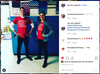 A man and a woman stand in front of blue lockers, both wearing union-made t-shirts that read America Needs Public Schools.
