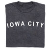 Charcoal gray RAYGUN T-shirt with IOWA CITY printed in white capital letters across the chest.
