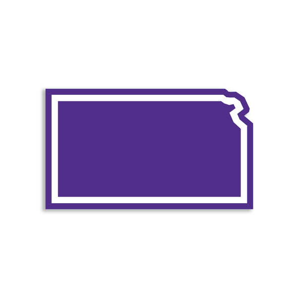 Kansas Outline Purple & White Die-Cut Sticker
