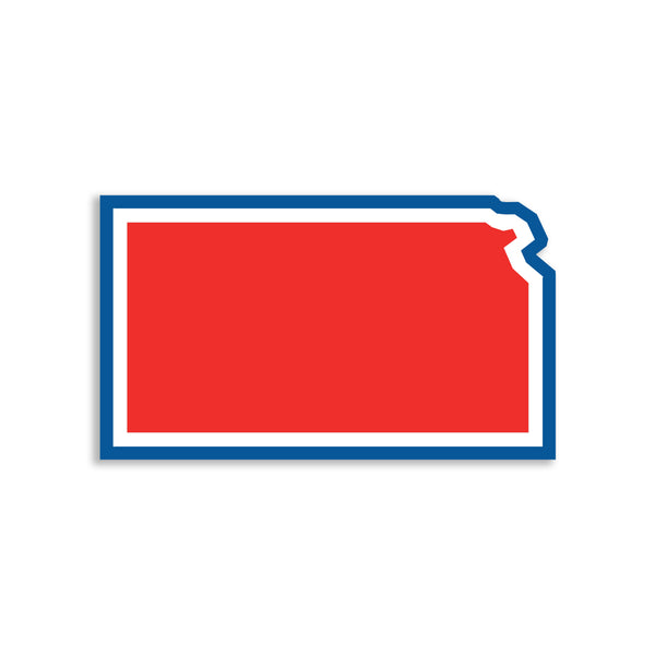Kansas Outline Red & Blue Die-Cut Sticker