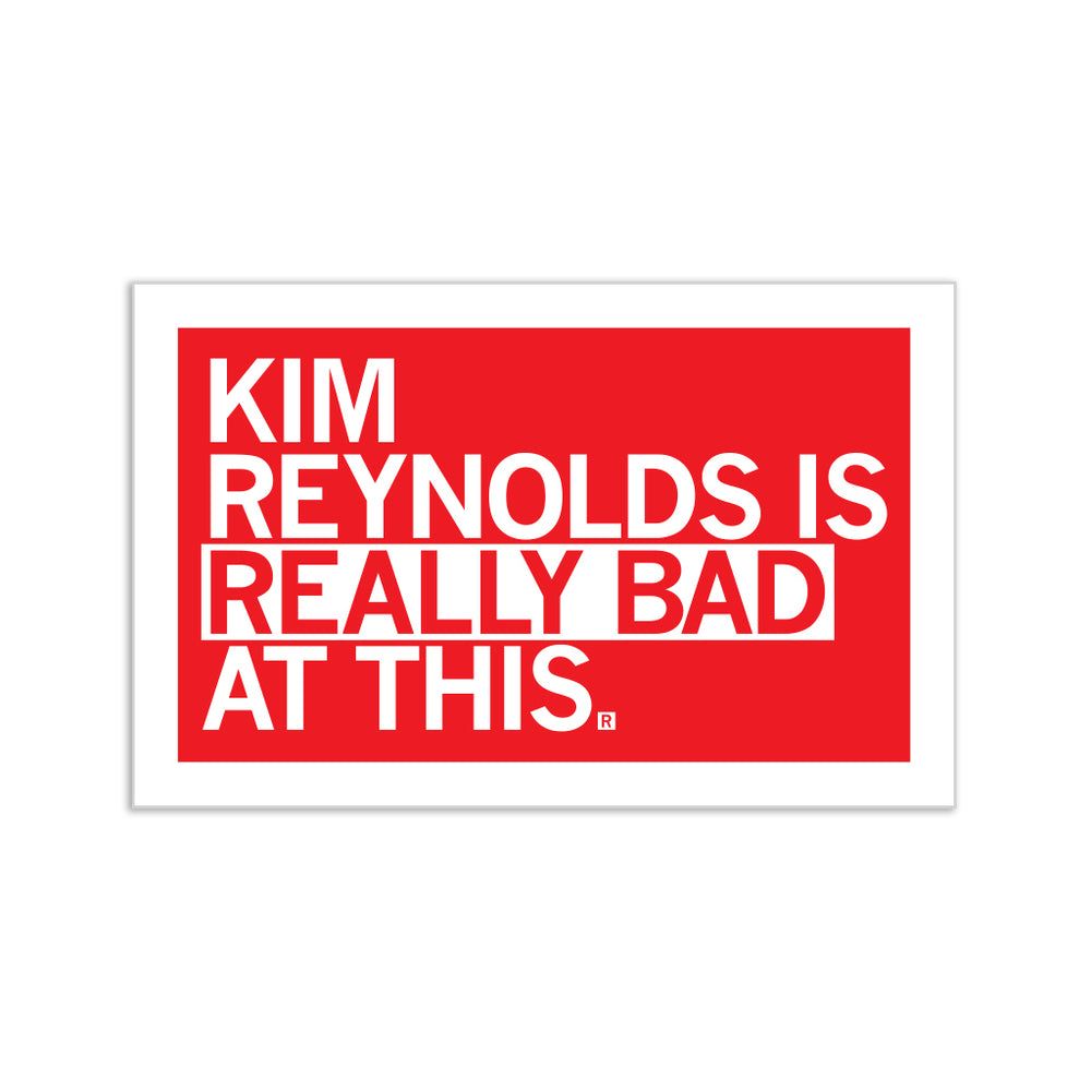 Kim Reynolds Is Really Bad At This Sticker