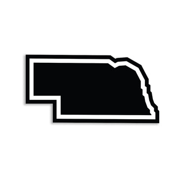 Black silhouette of the Nebraska state outline on a vinyl sticker.