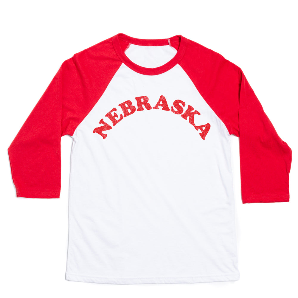 Nebraska Curved Logo Baseball Tee