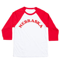 Nebraska Curved Logo Baseball Tee