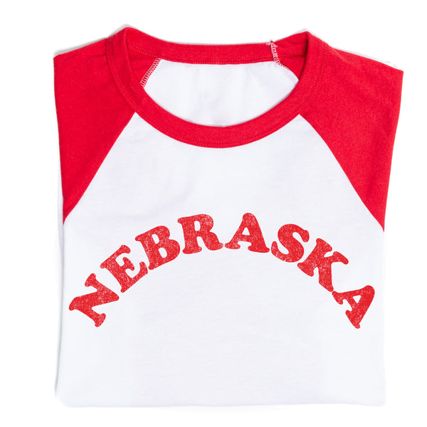 Nebraska Curved Logo Baseball Tee