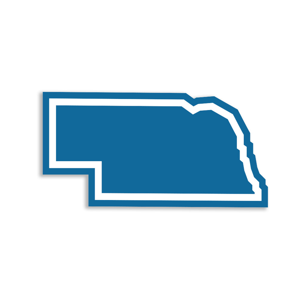 Nebraska Outline Blue & White Die-Cut Sticker