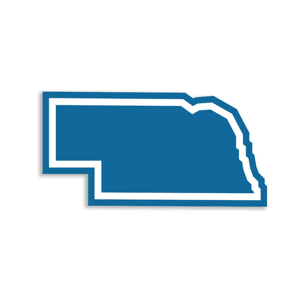 Nebraska Outline Blue & White Die-Cut Sticker