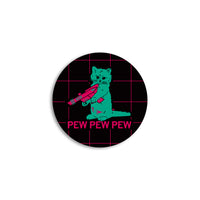 Pew Pew Pew Vaporwave Mini Circle Sticker