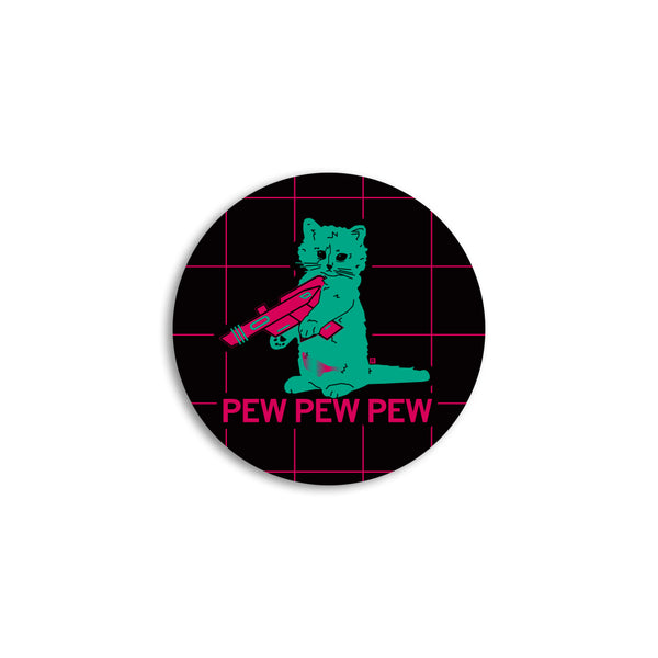 Pew Pew Pew Vaporwave Mini Circle Sticker